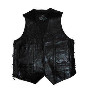 Black Leather Side Lace Vest Leather King